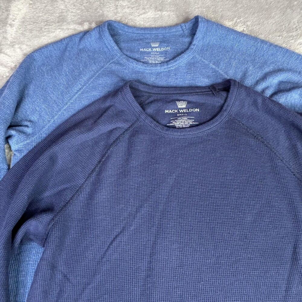 Mack Weldon Mens Small Blue Thermal Tagless Raglan Long Sleeve Crew Shirt - Picture 11 of 14